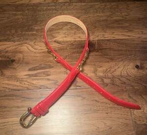 Worthington Red Cowhide Leather Horsebit Belt Size Medium